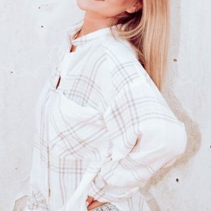 free people plaid button down